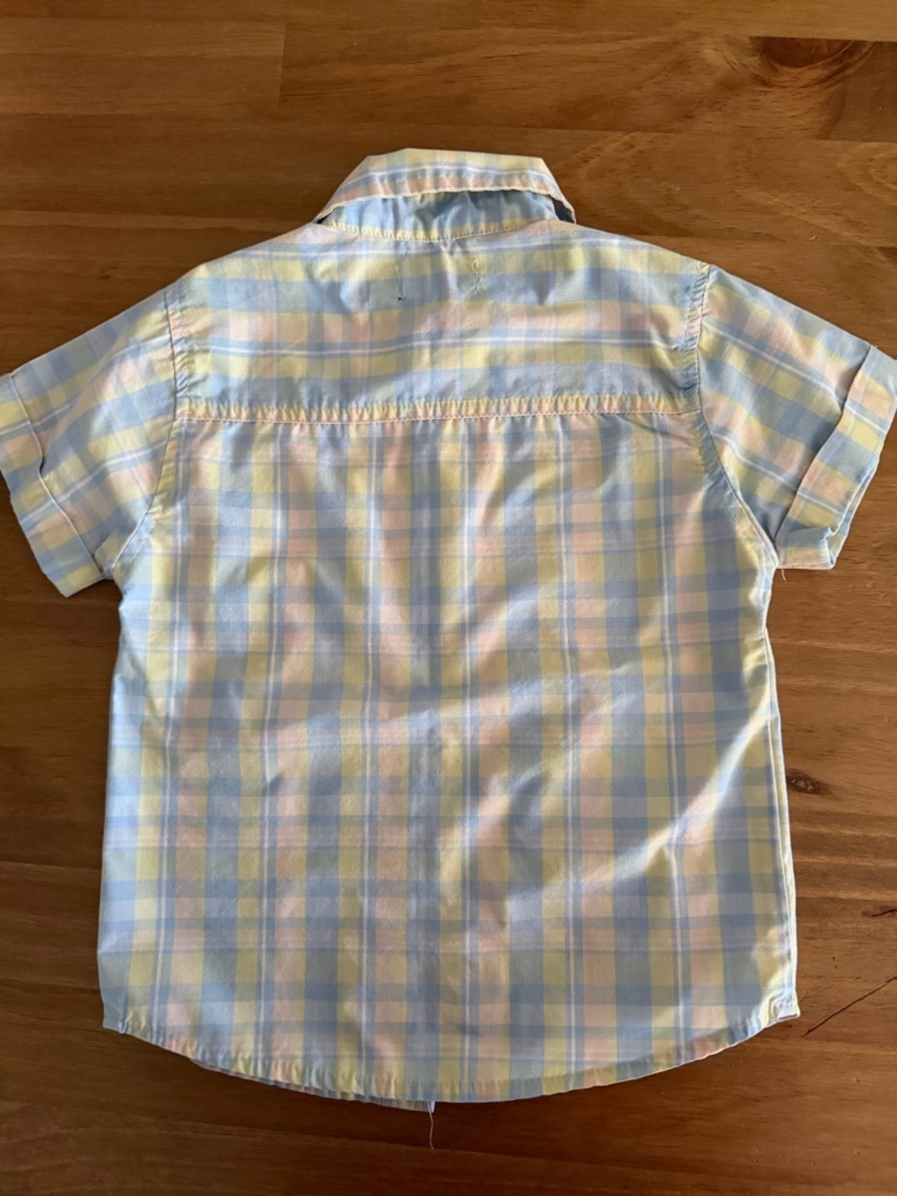 DKNY Pastel Plaid Short-Sleeve Button-Down Shirt - Yellow, Blue, Pink - Picture 3 of 5